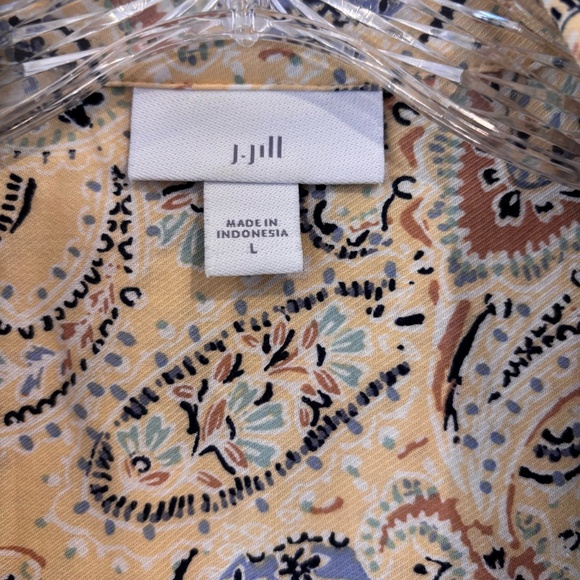 EUC J. Jill Women's Long Sleeve Paisley White Yellow Quarter Front Button Shirt - Picture 10 of 15